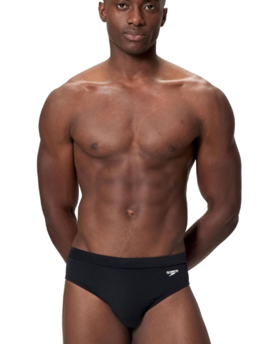 NWT Speedo Men's Swimsuit Brief Comfort Waistband Black Swim Training - Size 30
